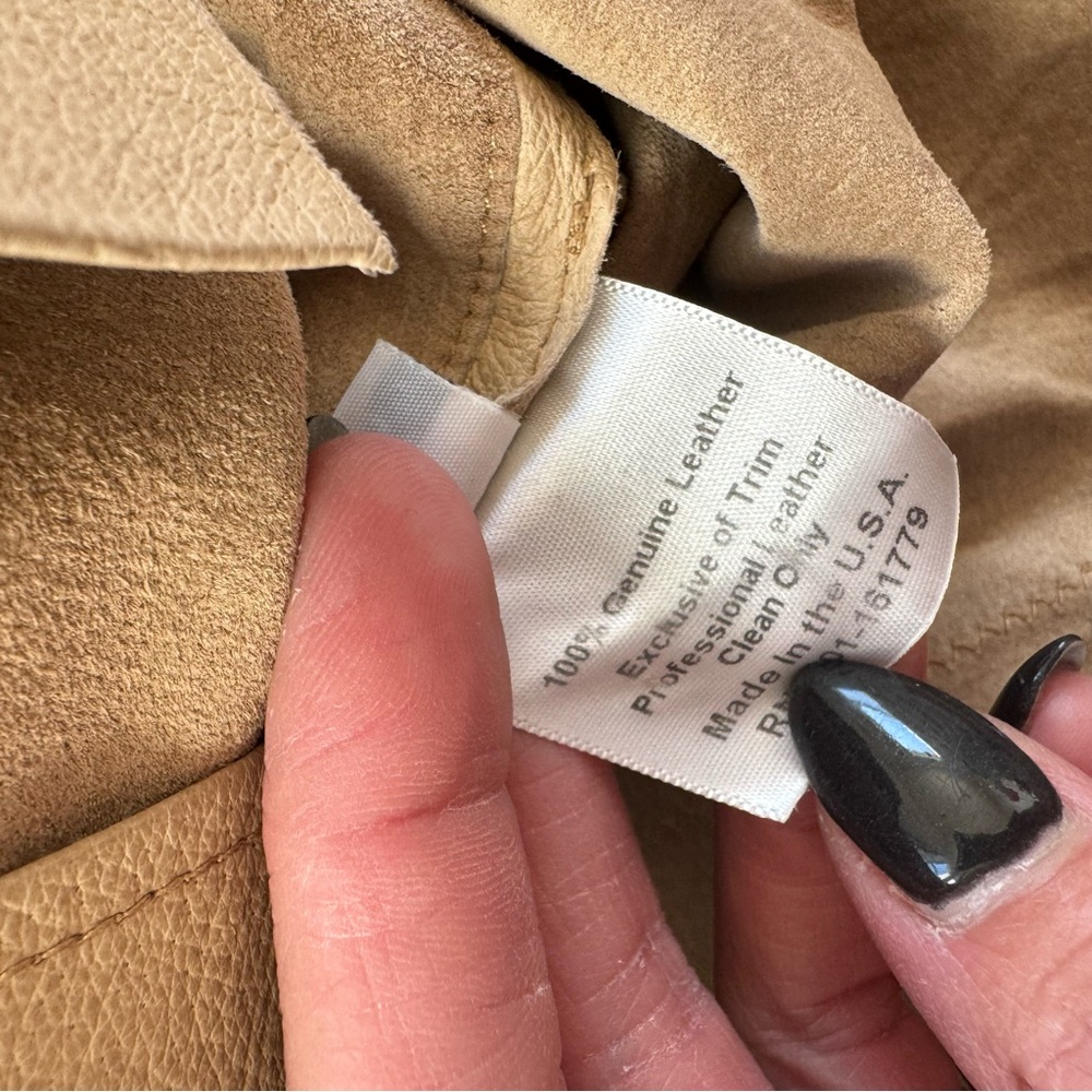 Illia Tan Beige 100% Genuine Leather Dress Belted Snap Front Sheath 6 S *Stains - Picture 6 of 13